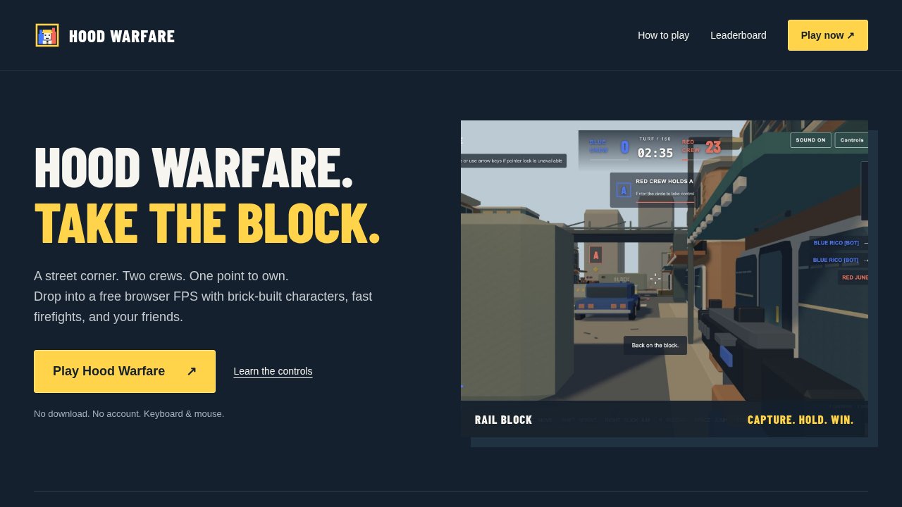 Hood Warfare - Free Browser FPS